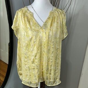 Joie Yellow Embellished Blouse with V-Neckline